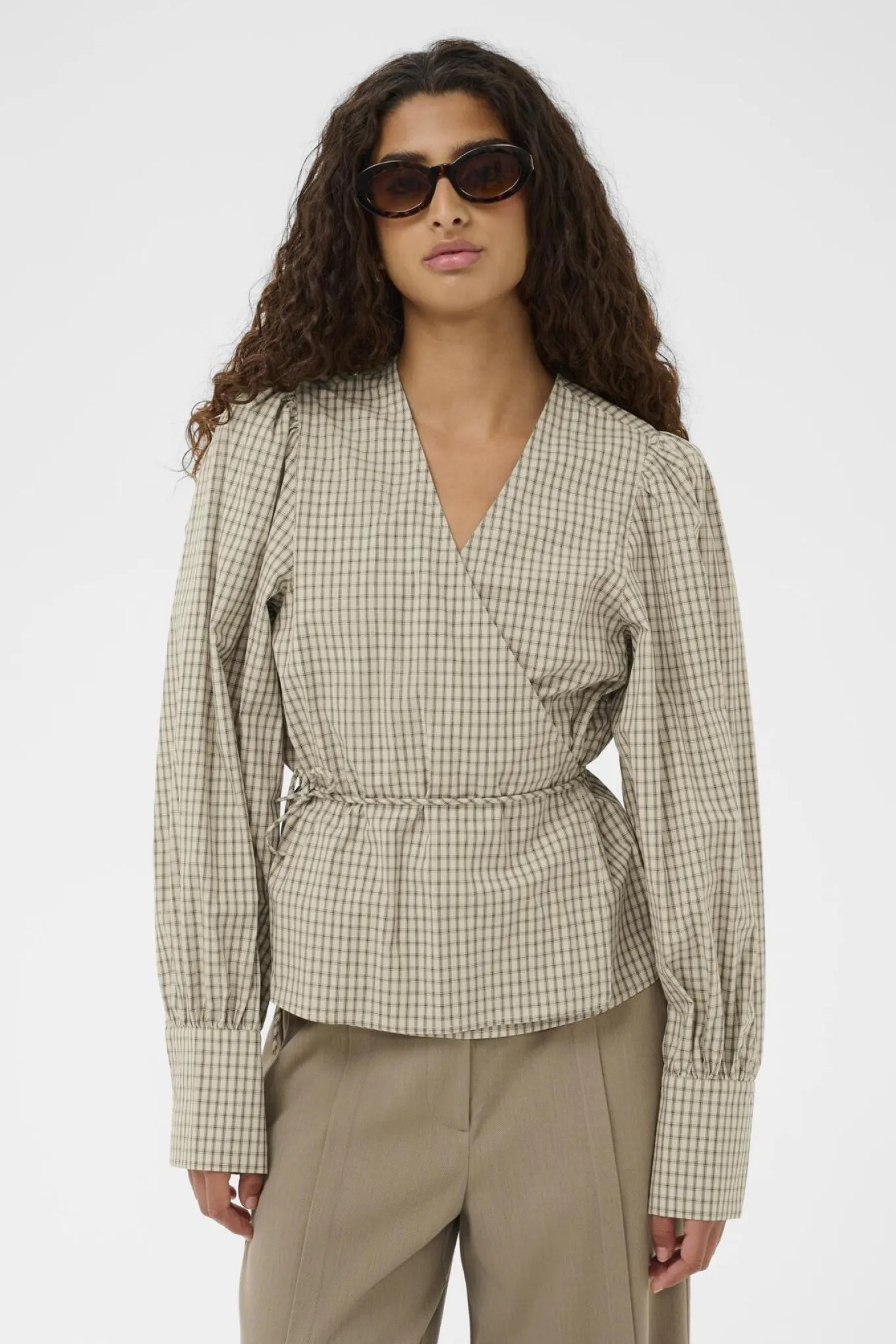 SLSivah Oriana Blouse Parchment Checks 304511 30408902