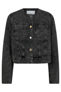 Square Denim Crop Jacket Black HL10053