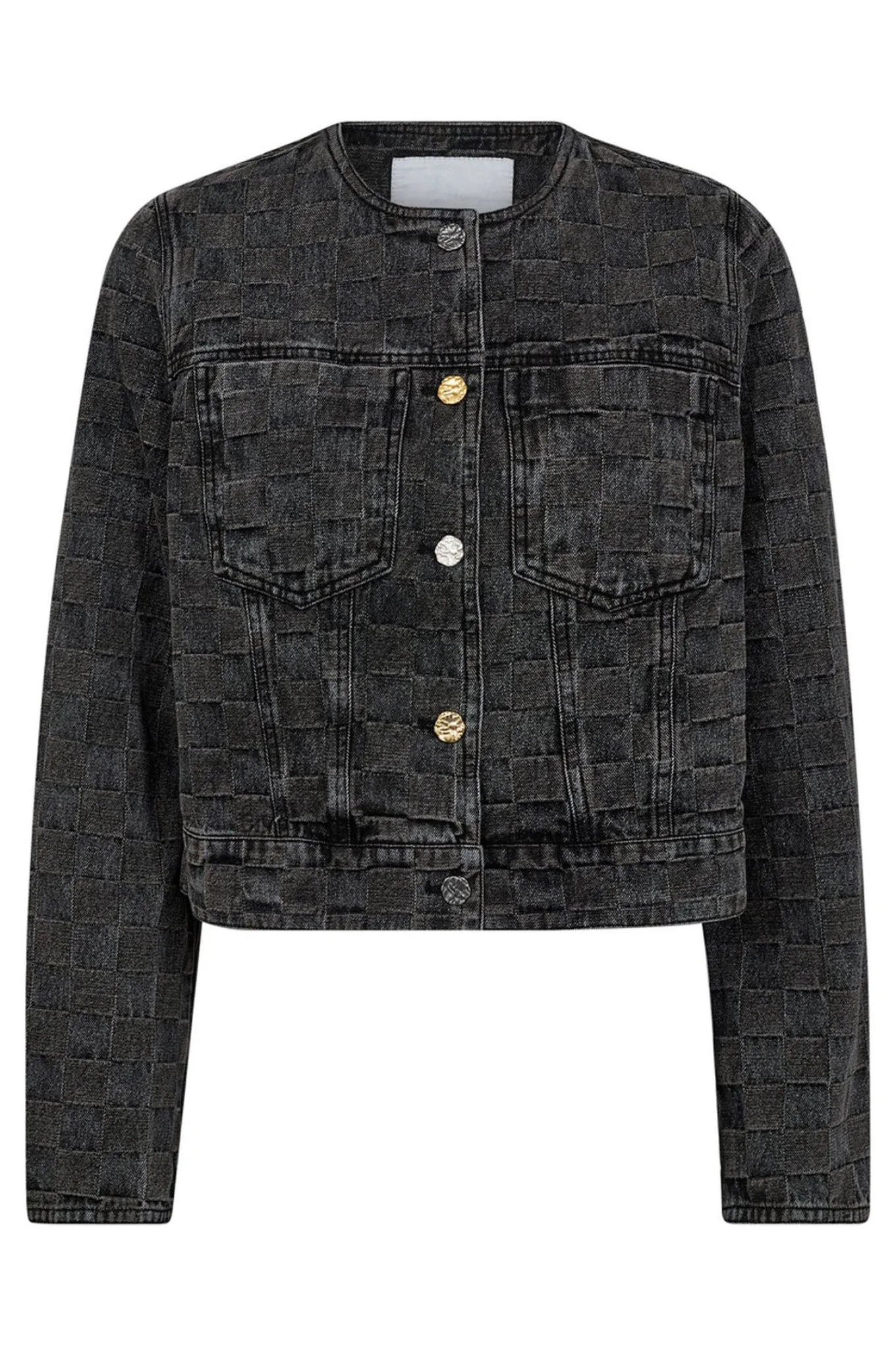 Square Denim Crop Jacket Black HL10053