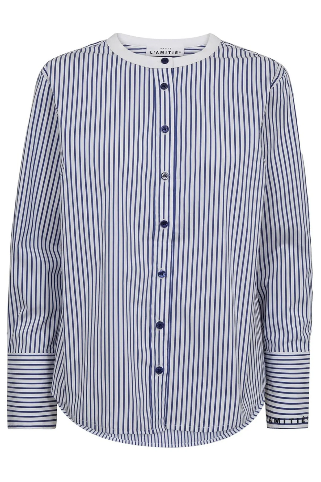Stripe Cuff Logo Shirt White Blue Stripe HL10301