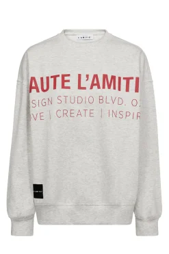 Studio Logo Sweat Pearl Melange /Red HL10446
