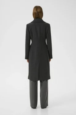 ThoraIW Lapel Coat R Dark grey melange 30110808