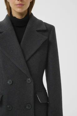 ThoraIW Lapel Coat R Dark grey melange 30110808